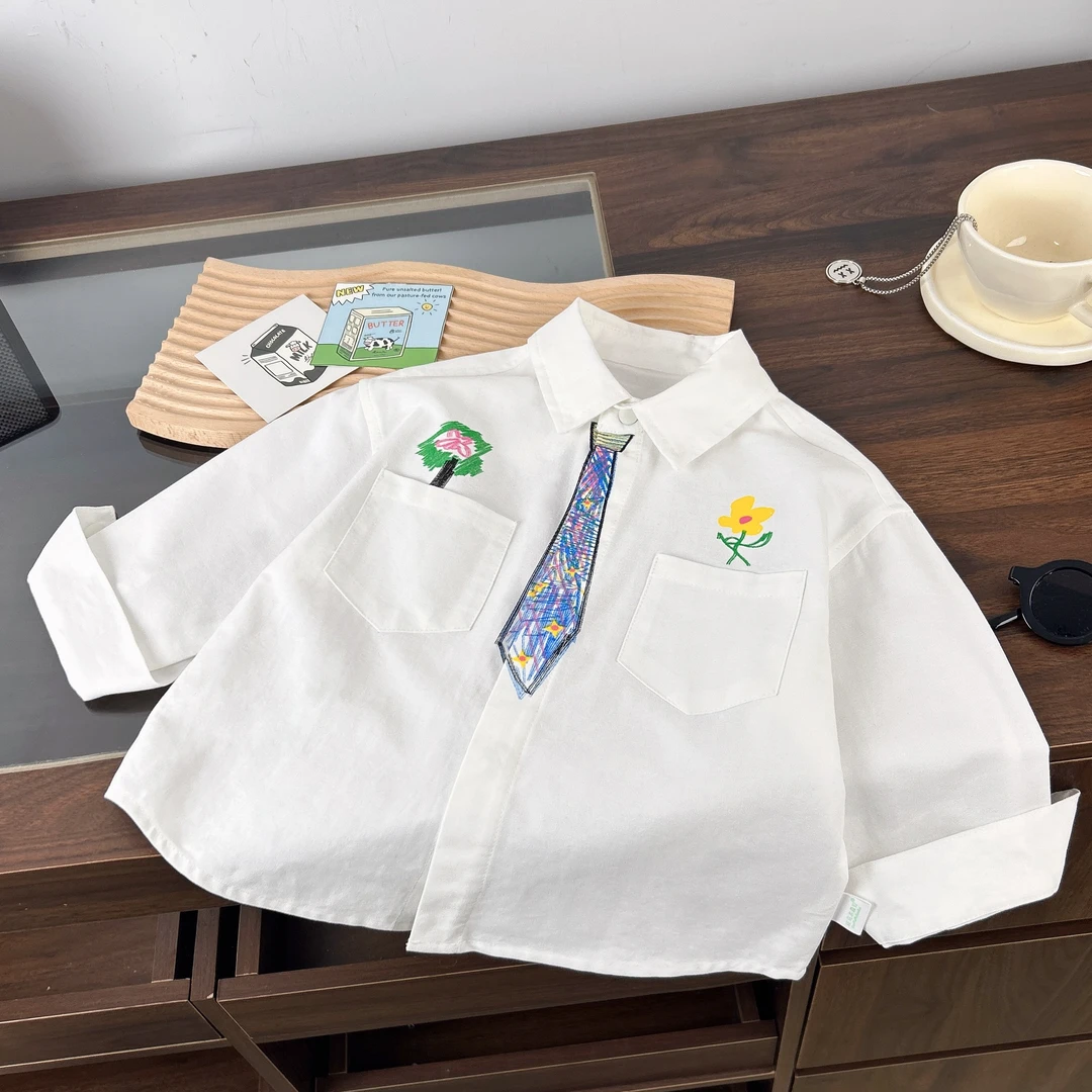 【新品】2025年新款男童卡通白衬衫BMC25396