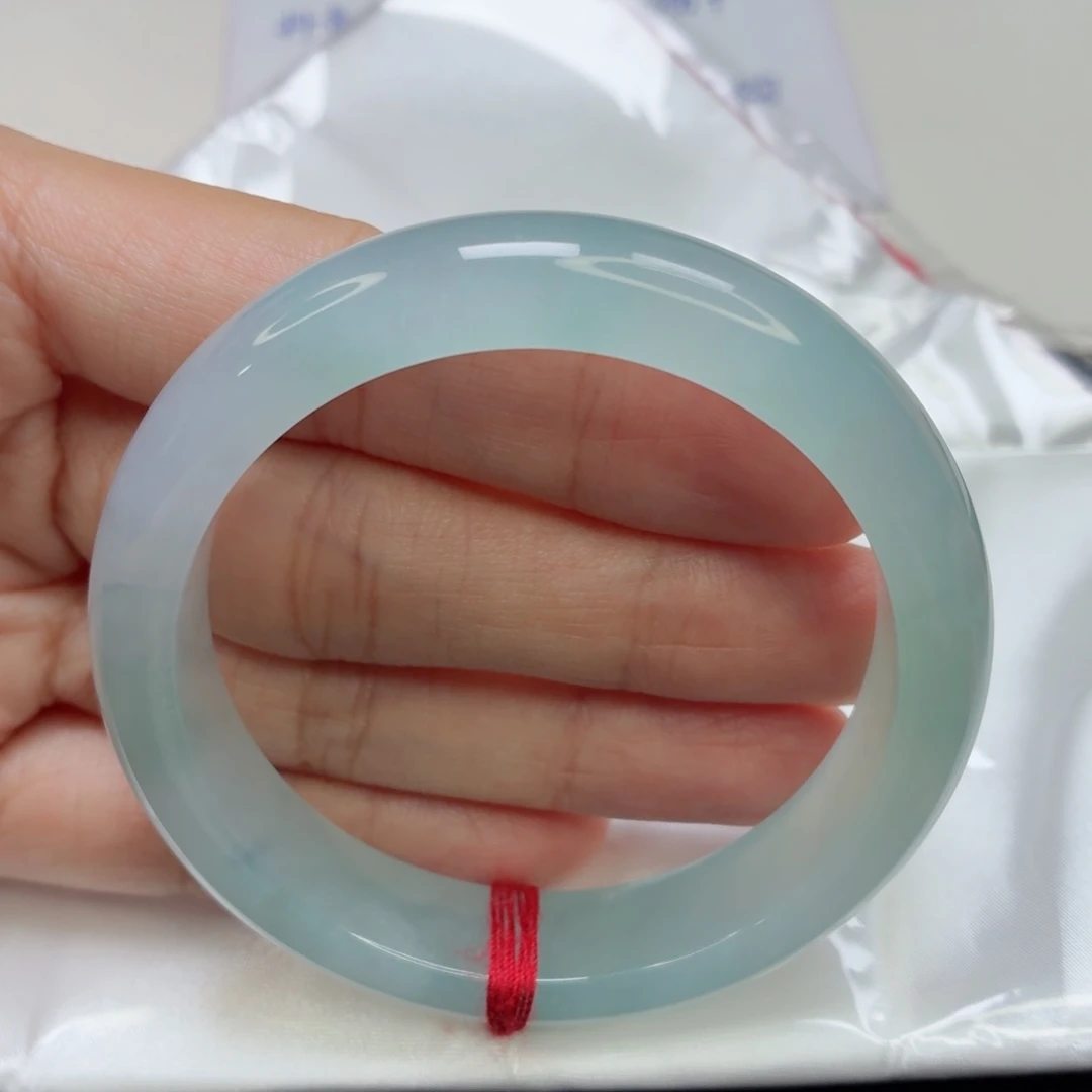 翡翠未镶嵌手镯老坑52圈冰胶透亮天空蓝027强推⭐️⭐️