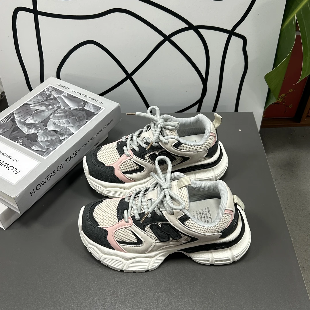 AB02厚底老爹鞋女款2025秋季新款百搭透气鞋子轻便学生休闲运动鞋