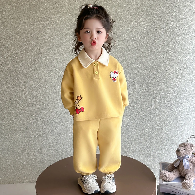 女童春装运动套装2025新款儿童翻领卫衣休闲两件套宝宝春秋款衣服