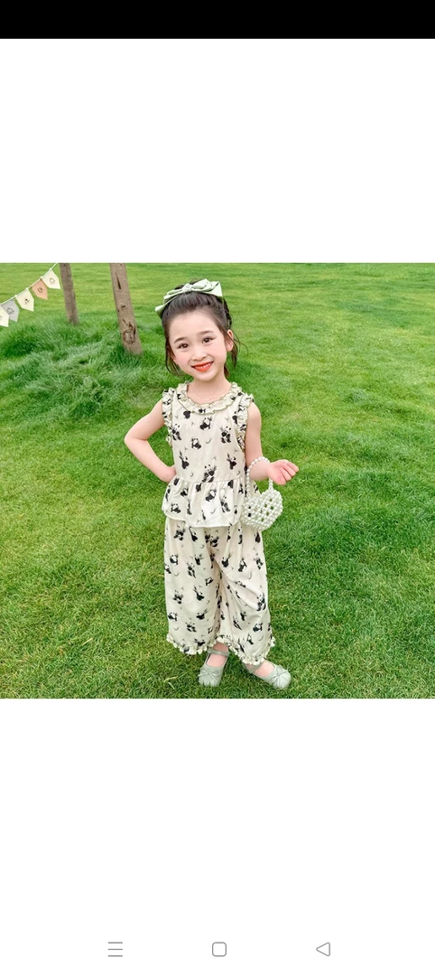 夏款竹子熊猫花边无袖套(90-100)