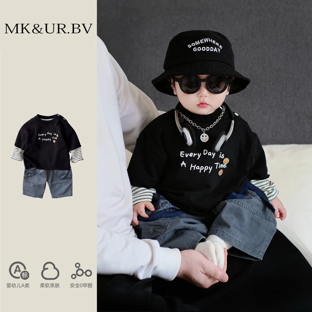 MK&UR.BV男宝秋季套装韩系洋气婴幼儿衣服秋装帅小男孩上衣工装裤