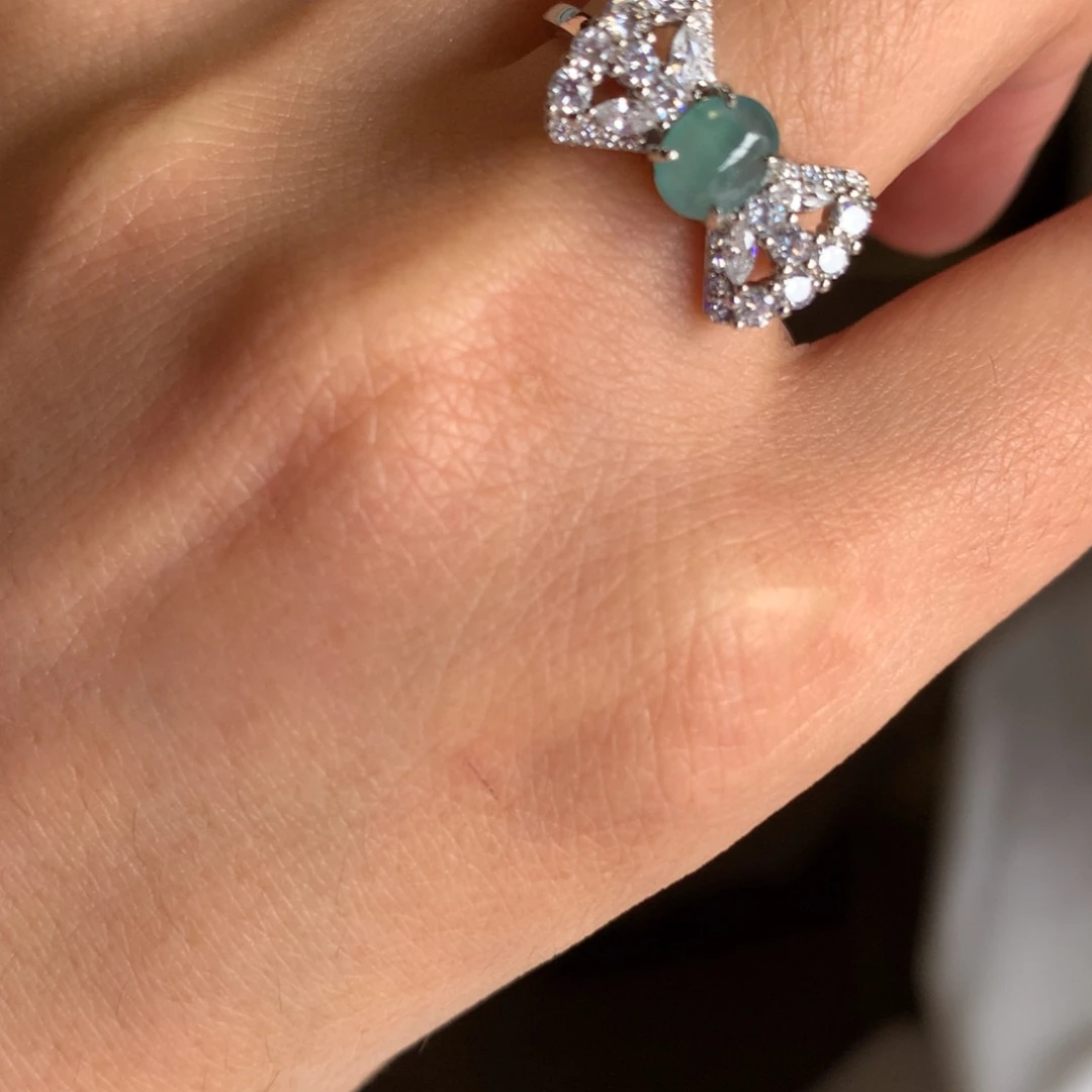 翡翠银S925镶嵌戒指戒指