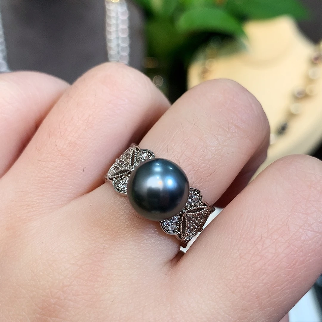 银S925镶嵌海水珍珠戒指