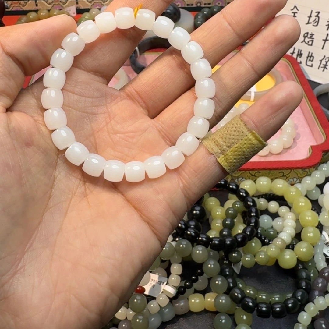 和田玉手串未镶嵌和田玉卡8野牛沟货头