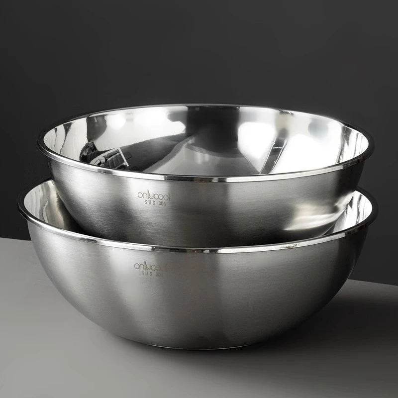 onlycook食品级304不锈钢大盆烘焙和面揉面盆洗菜盆电磁炉用汤盆
