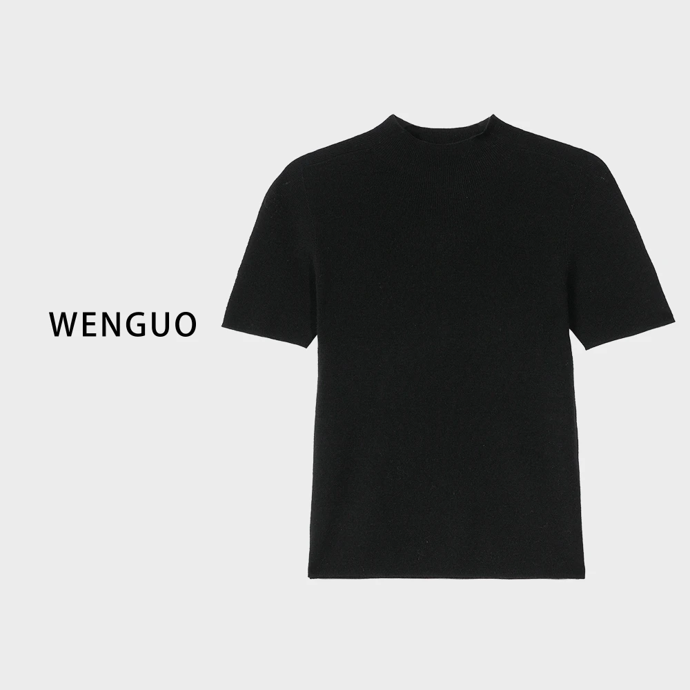 HUIZI【邂逅】中袖半高领无缝一线成衣超细精纺新澳100%羊毛针织衫