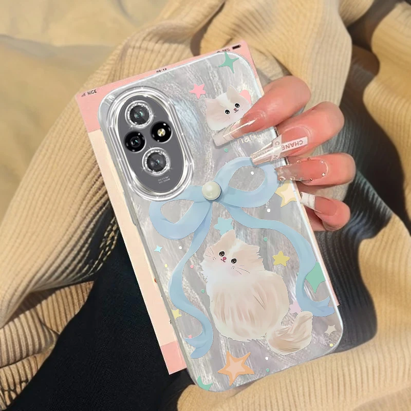 带镜头膜华为荣耀200手机壳羽纱蝴蝶结猫咪ELI-AN00全包Honor200