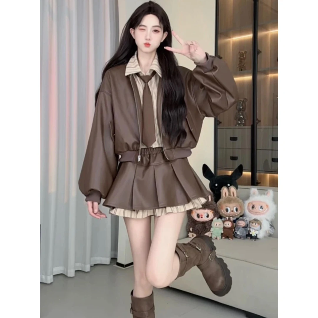 今年流行女装套装2025新秋季时尚港式美拉美拉德女款短裙套装