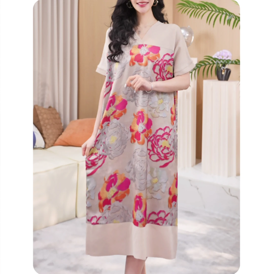 [TL2][花染]新品女士宽松连衣裙中长款休闲女装2ZL0125676