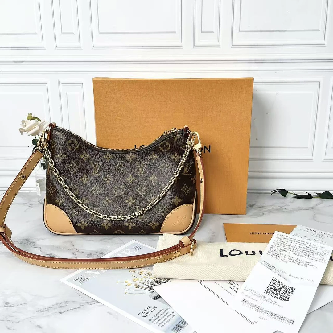 95新 LouisVuitton/路易威登 经典老花芯片款黄牛角包斜挎包