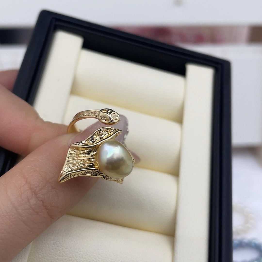 戒指海水珍珠银S925镶嵌