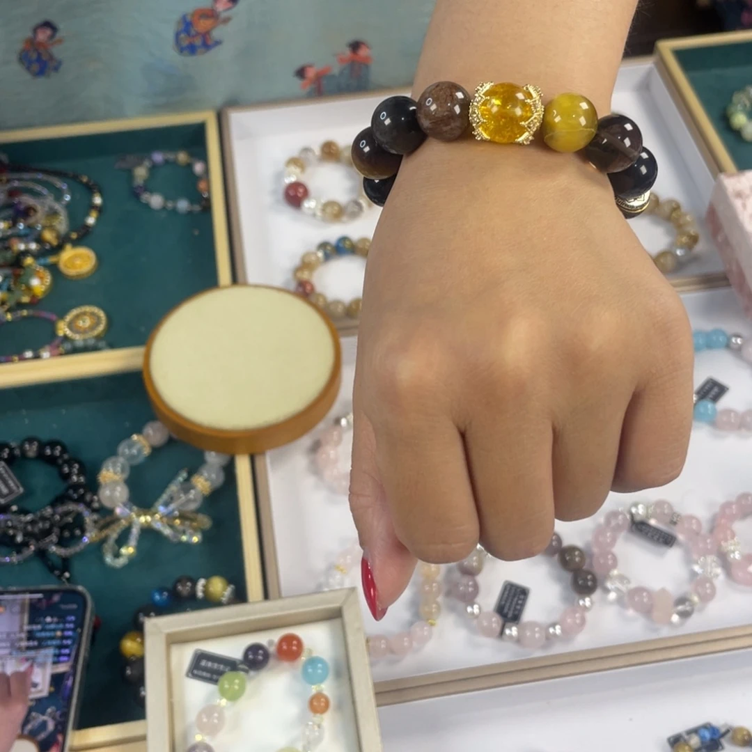 烟晶手链银S925镶嵌