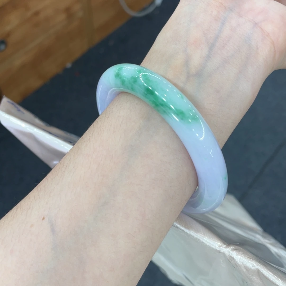 未镶嵌手镯翡翠卡53.8胖圆条春彩