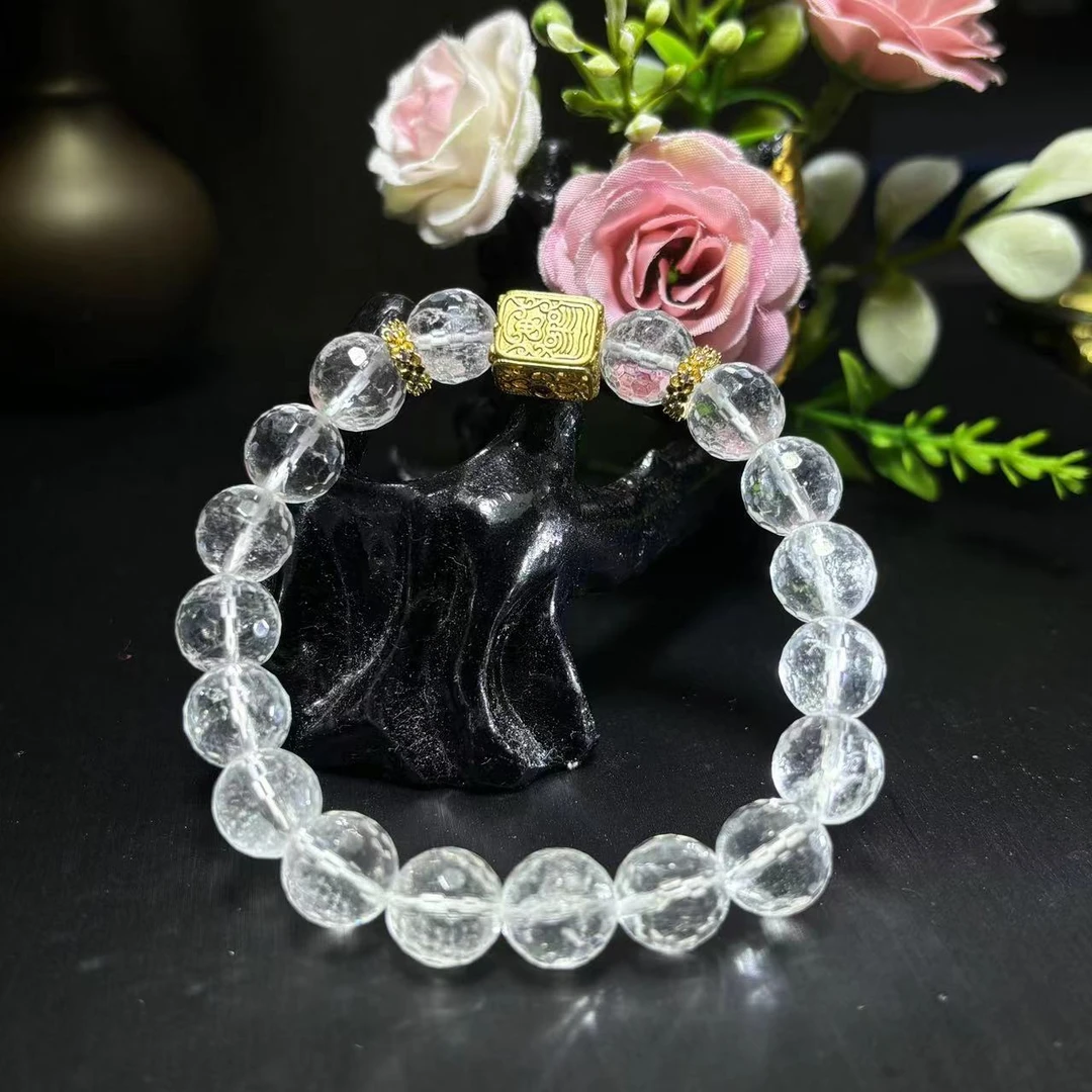 C3166【福嘟嘟珠宝】白水晶白塞斯特莱千禧切割白水晶手串-送礼佳品