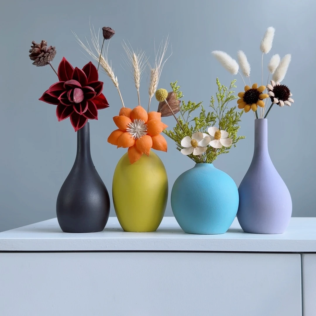 摆件陶瓷小花瓶啊摆件含花总含约20-30cm