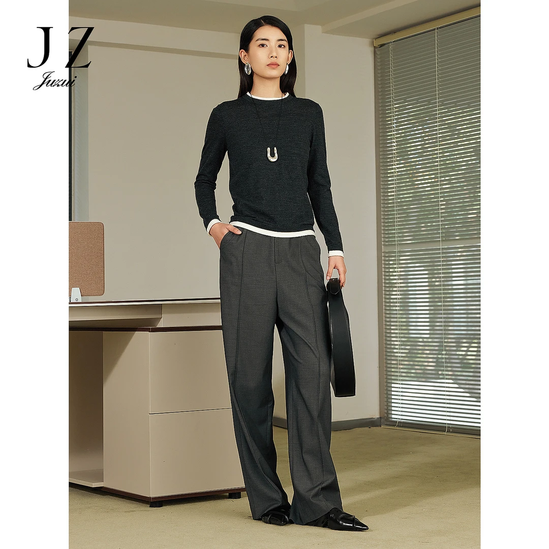 【尚雅专属】JZ玖姿JWFC11037商场同款通勤格雷灰宽松舒适阔腿裤女