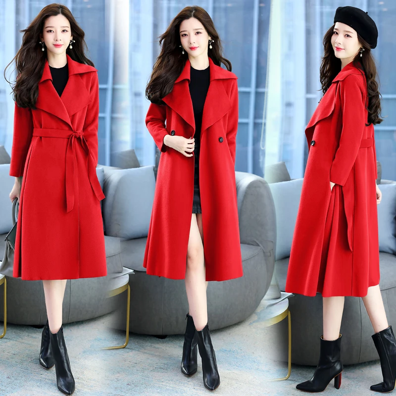 春秋呢子羊毛秋冬气质短款赫本风女款新款爆赫本中长款毛领大衣