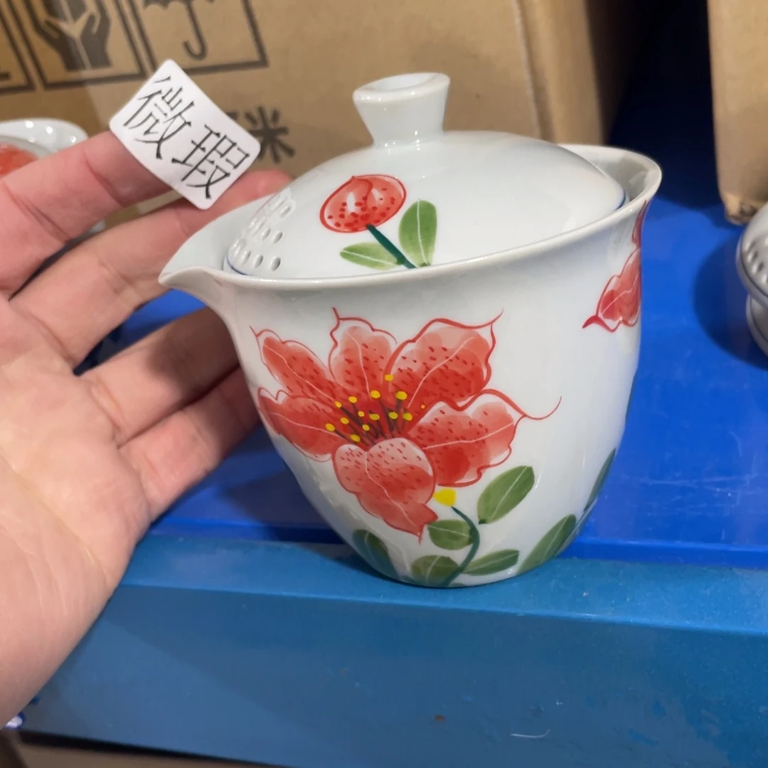 釉下手绘茶具微瑕