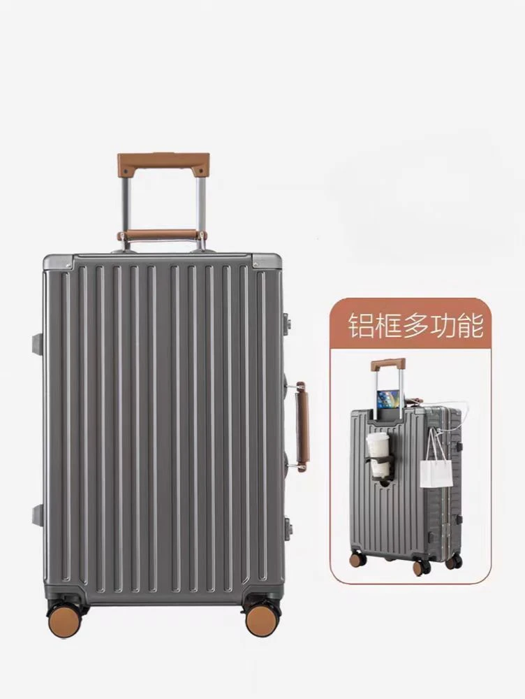 梦旅新款铝框拉杆箱万向轮20登机密码旅行箱26寸多功能复古行李箱
