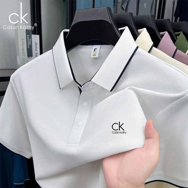 ck正品【海外撤柜】夏季新款凉感短袖男款Polo衫休闲t恤翻领T恤