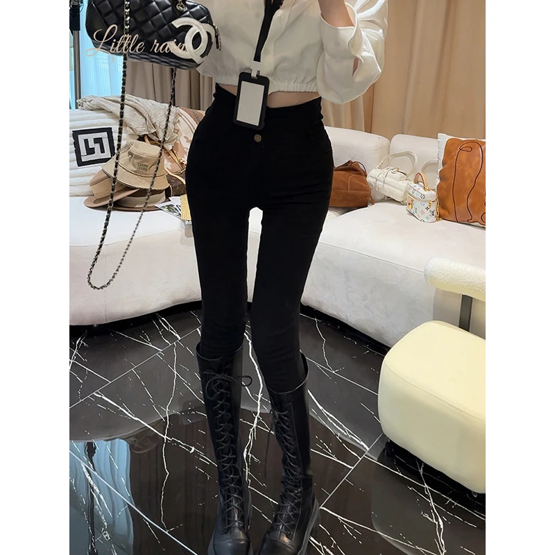 小雨姐姐新款【细腿铅笔裤】时尚设计感高腰弹力修身显瘦小脚裤女