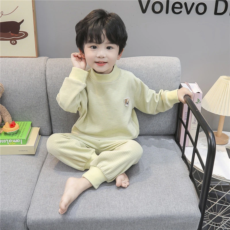 男童秋季睡衣套装加绒保暖内衣男宝宝秋衣秋裤儿童德绒睡衣秋冬季