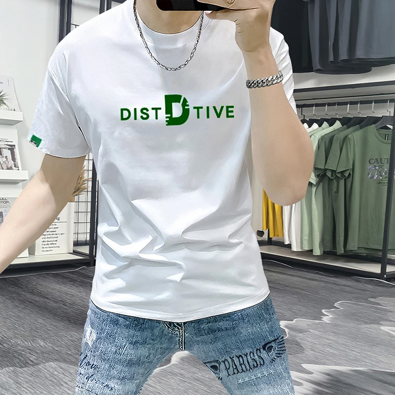 蓝晟依短袖男t恤2025新款爆款潮ins字母修身百搭半袖高品质上衣服