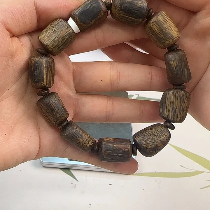 烈***饮沉香手串紫棋树心油定制款1.5高货