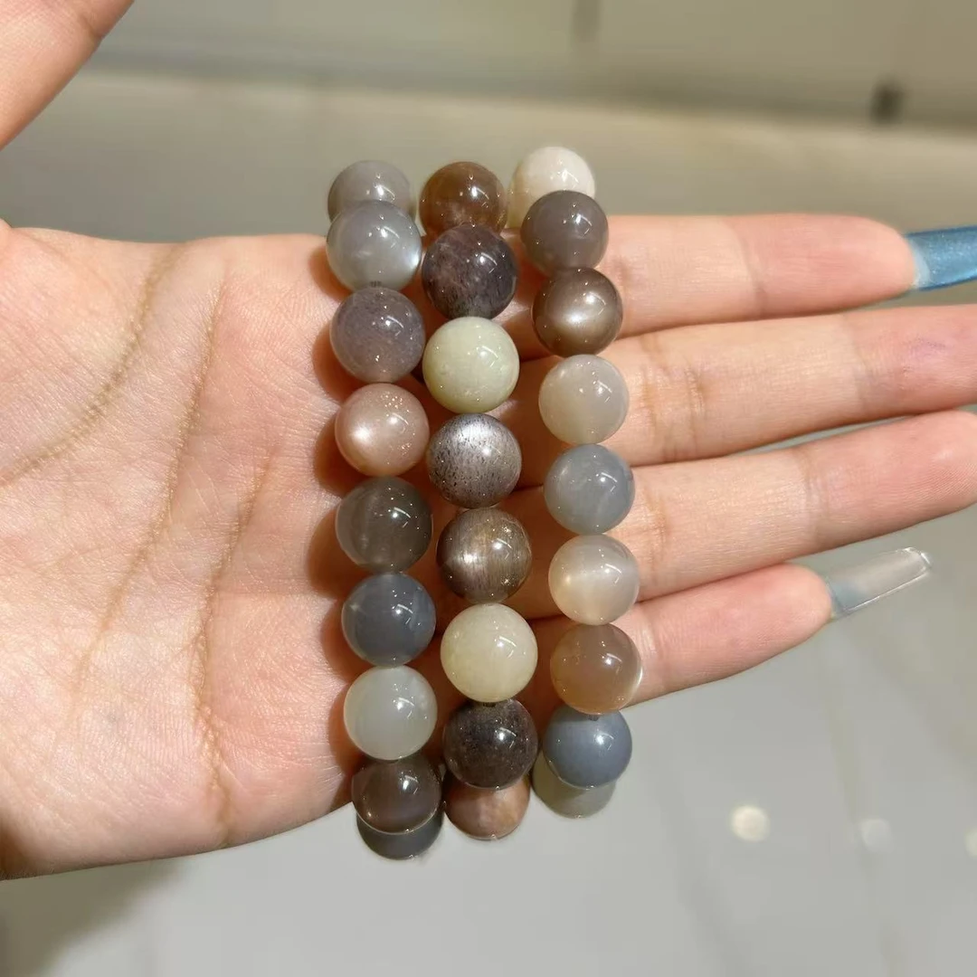 YG055天然奶茶月光手串蓝月光石手串甜美显白时尚手链多样性发一