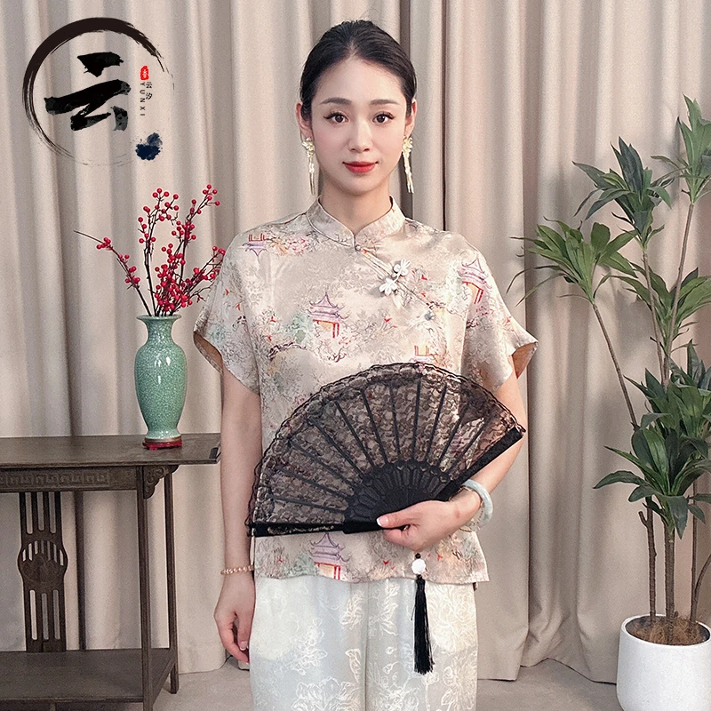 云汐506夏装百搭显瘦透气小飞袖小衫