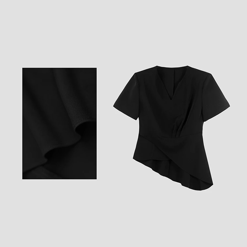 「夏日漫步」2024设计收腰不规则下摆上衣HBZC641062 nnassa