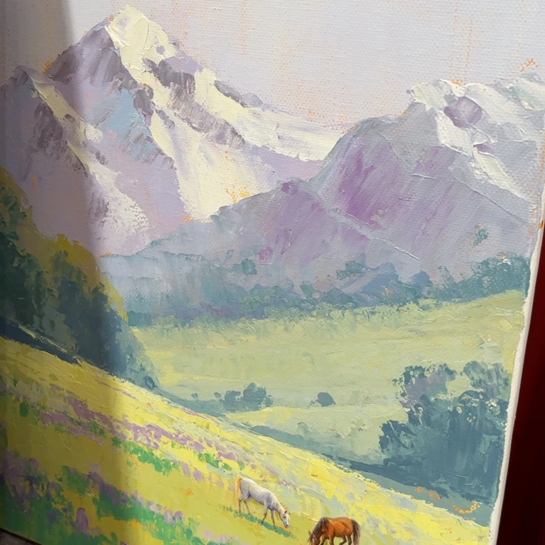 李***秀油画马儿纯手绘油画带框