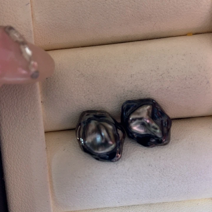 银S925镶嵌耳饰海水珍珠