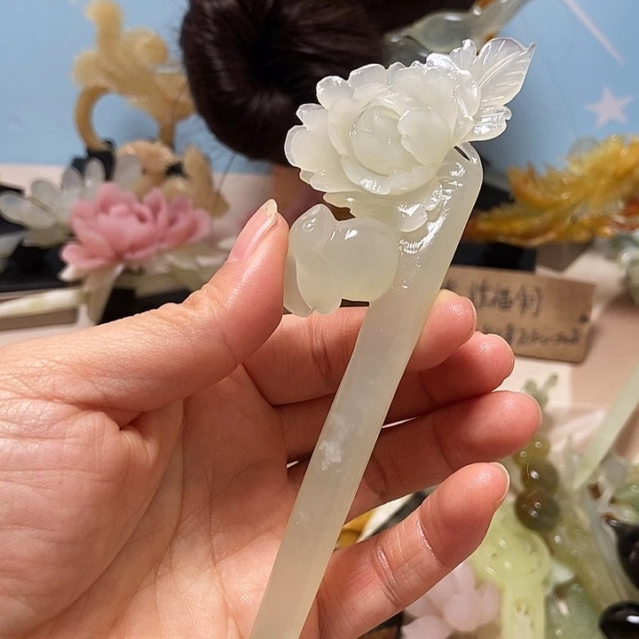 岫玉未镶嵌发簪发簪