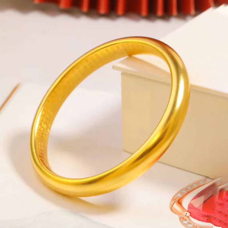 铜合金手镯 古法莲花手镯女款经文传承素圈泥鳅背实心镯子妈妈