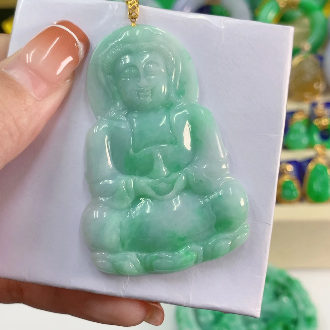 吊坠(不含链)18K金镶嵌翡翠