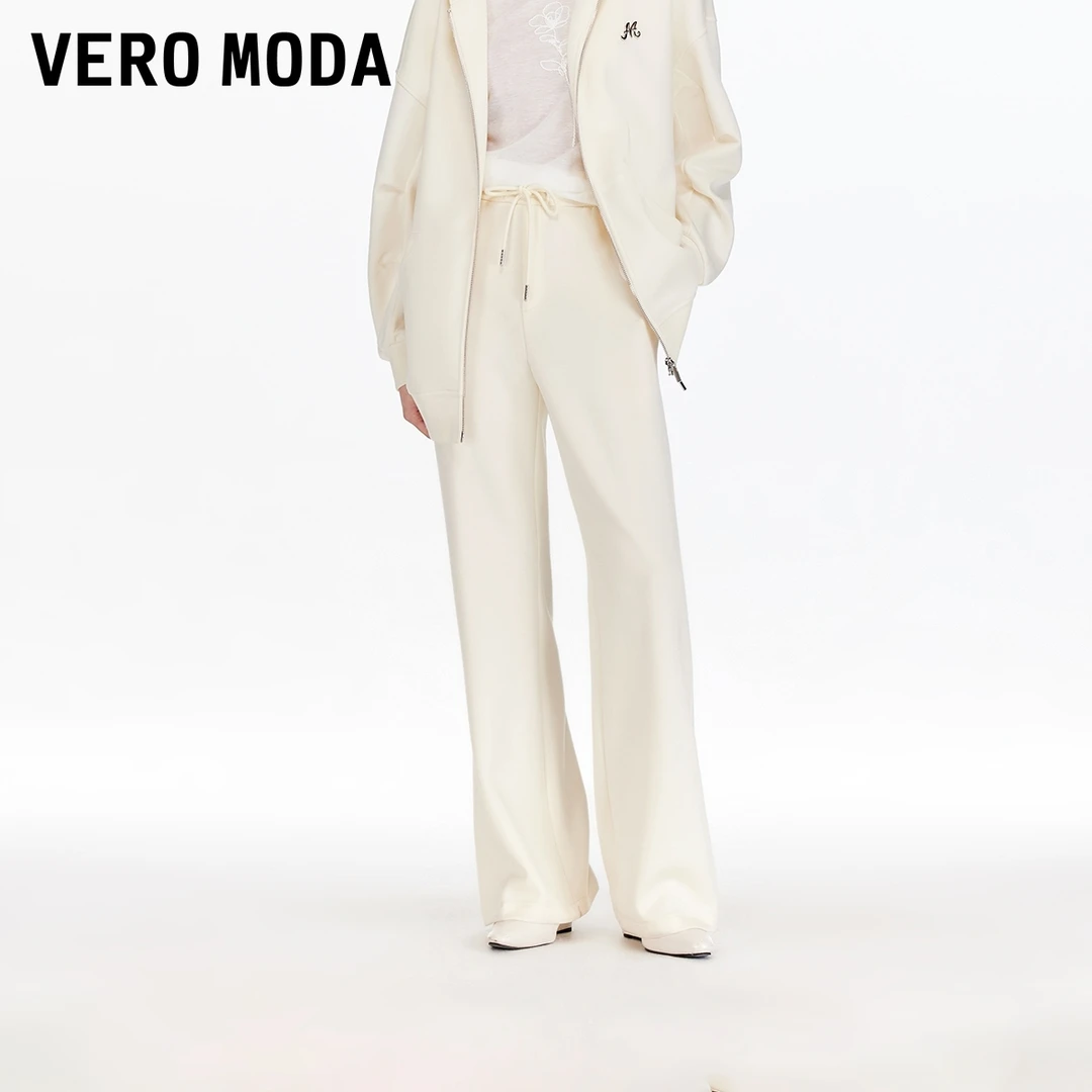 Vero Moda休闲裤【腿精裤】抽绳设计高腰微喇裤流光风325374005