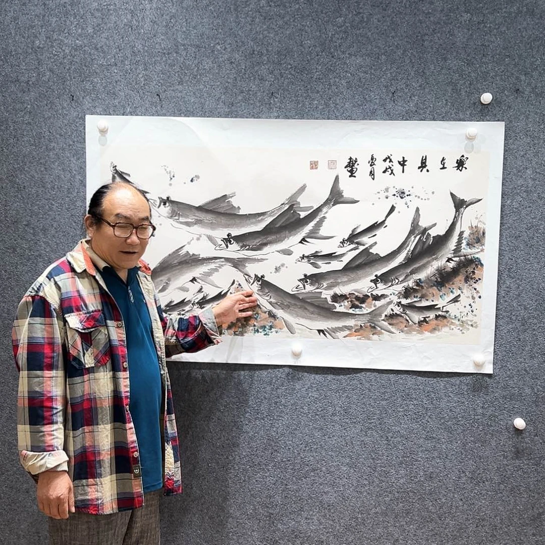 国画知鱼之乐纯手绘