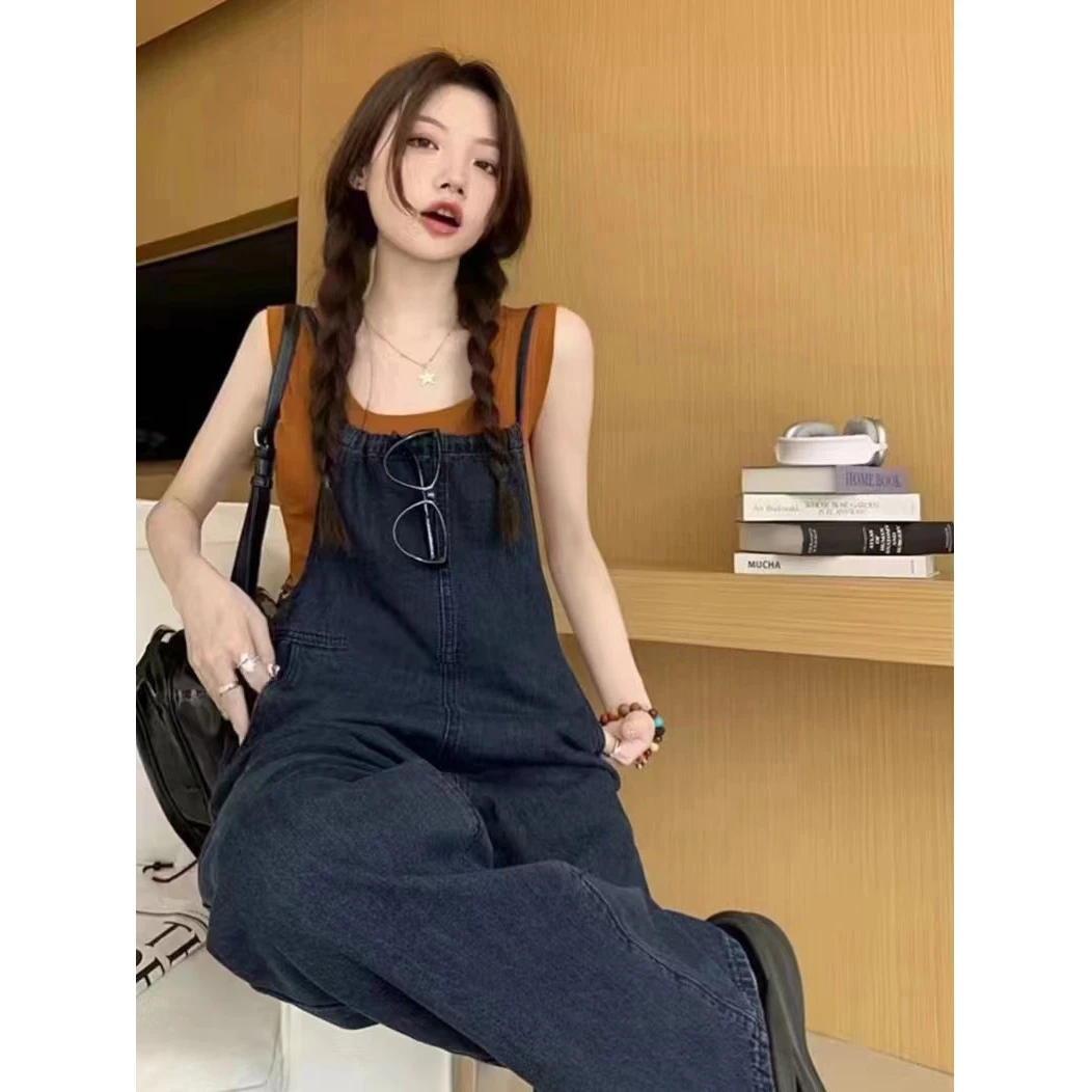 时髦孕妇装新款牛仔背带裤夏秋时尚款宽松显瘦炸街孕妇背带裤休闲