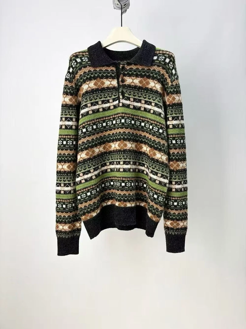 针织毛衣条纹撞色针织衫衫男士秋冬条纹毛衣秋冬