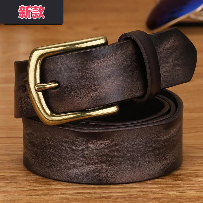 时尚高端皮带真皮男士女士复古个性手工腰带男女头层牛皮中年裤带
