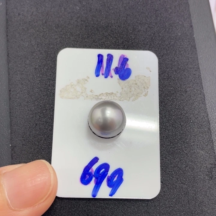 海水珍珠裸珠11.6mm正圆泊金灰