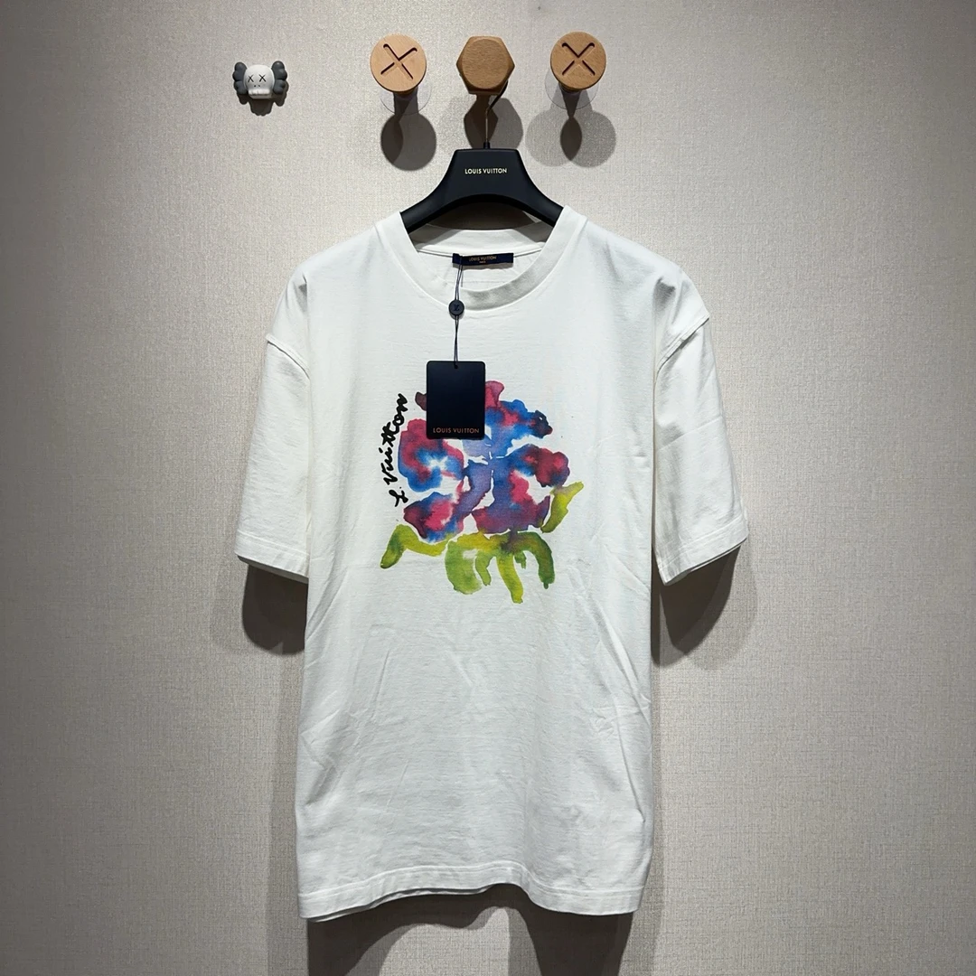 未使用 LouisVuitton/路易威登 2054白色花卉扎染短袖/XL码
