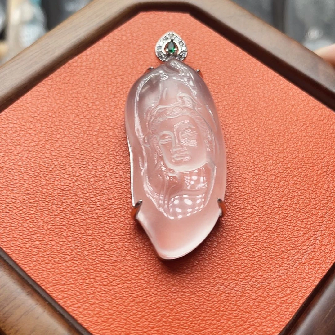 石英质玉银S925镶嵌吊坠(赠链)