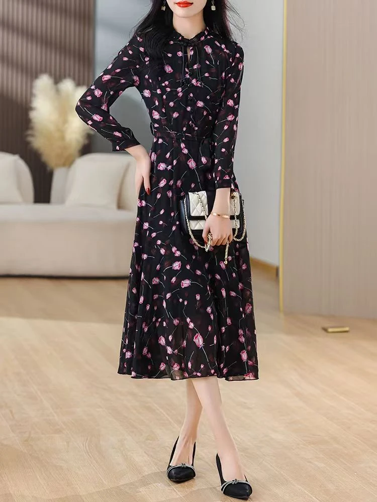 【YM1225】2025春装新款时尚显瘦碎花连衣裙