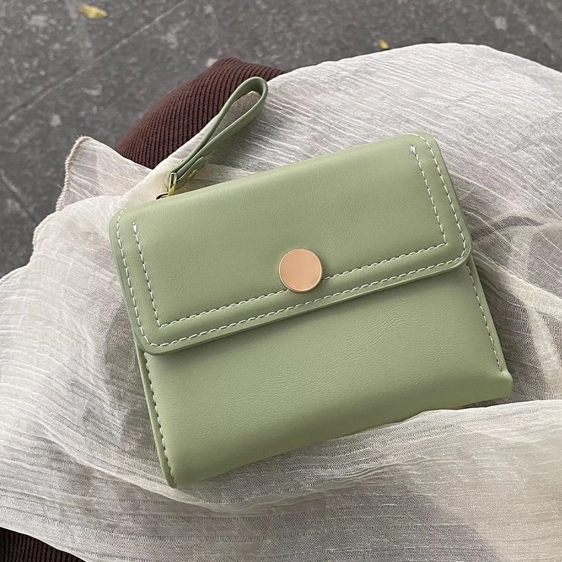 简约复古山茶花小清新设计钱包女学生多功能短款钱夹卡包零钱包