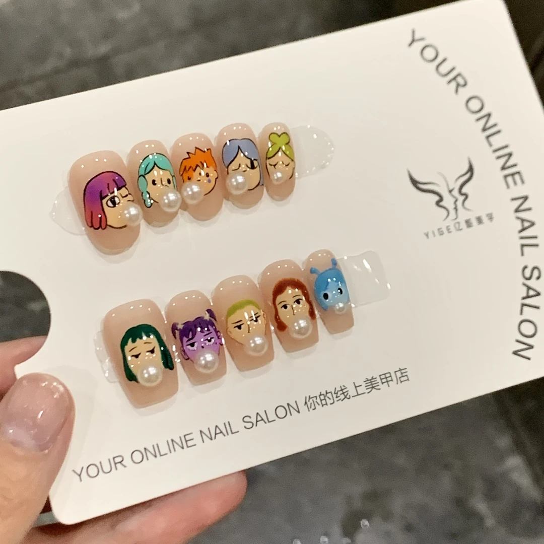 亿哥-【吹泡泡的孩子】- 设计师纯手绘重工款纯手工轻奢穿戴美甲