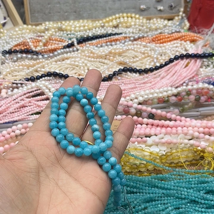 玛瑙/玉髓珠宝半成品未镶嵌一条6mm天河石
