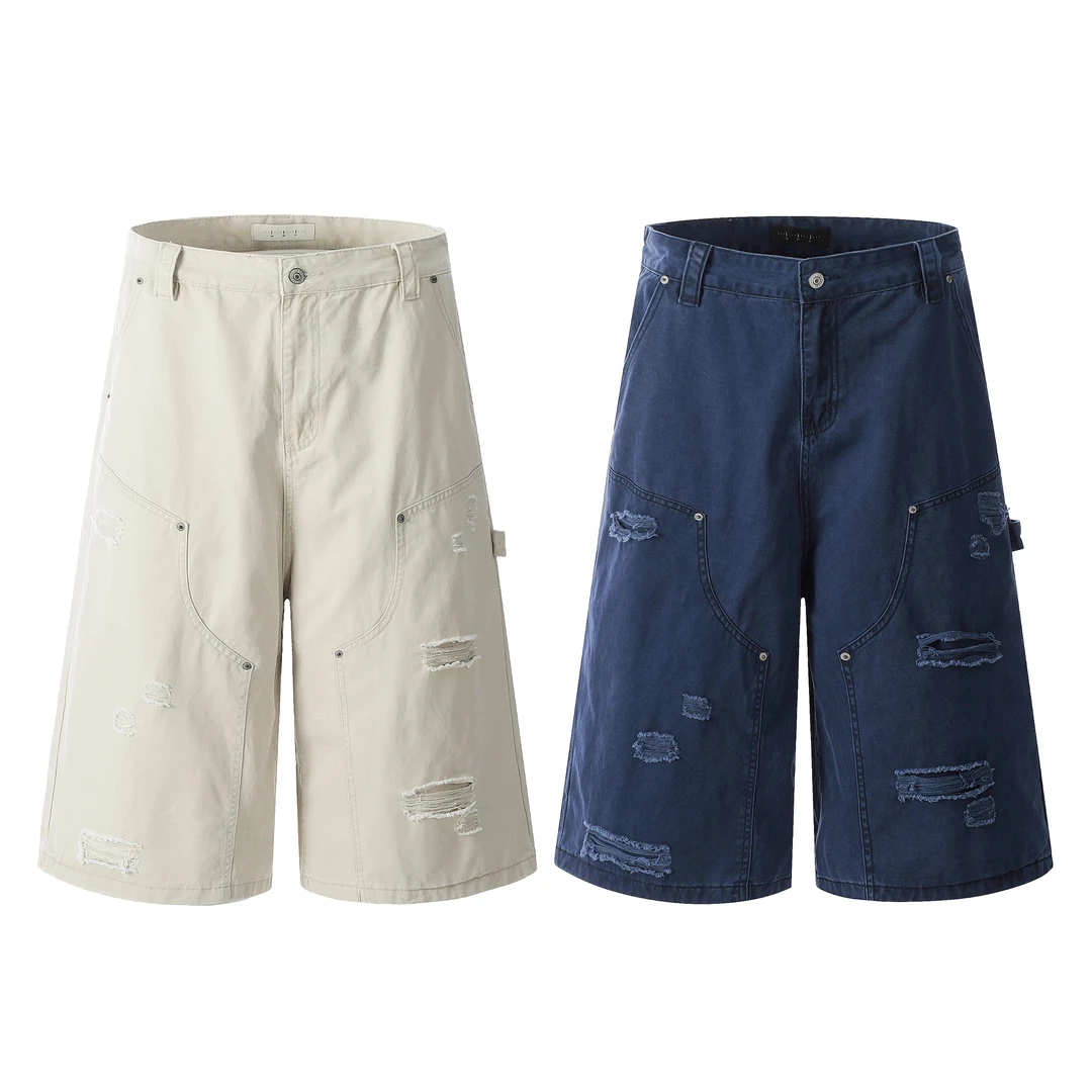 【破坏工装】新款夏季美式宽松休闲潮流工装工装牛仔短裤